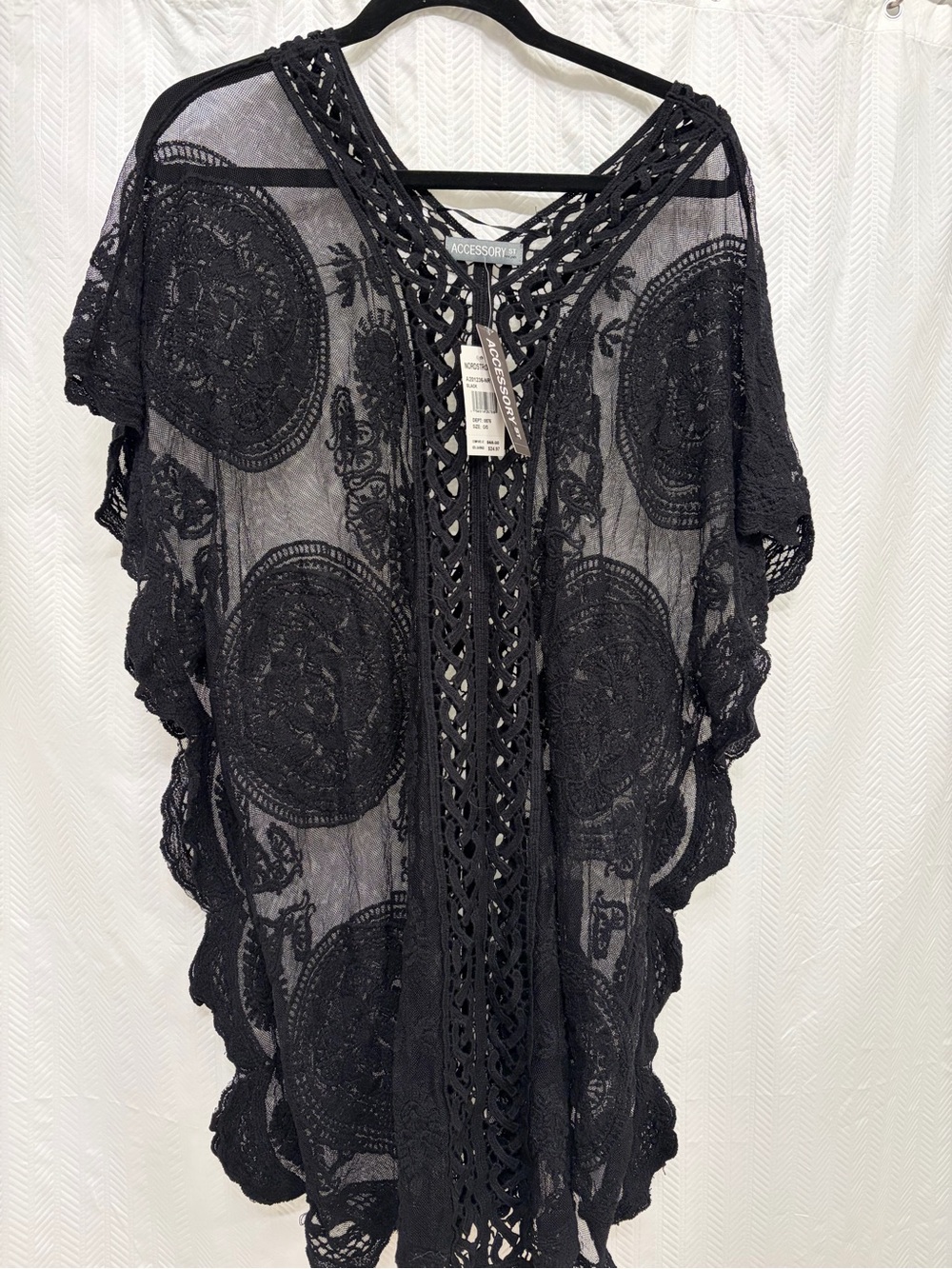 Black Crochet Lace Kimono Top- Swim Coverup